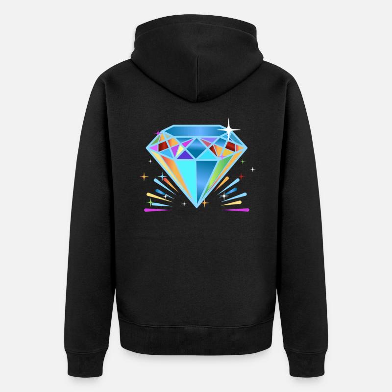Diamant Edelstein Schmuck - Unisex Premium Bio Zip Hoodie - Schwarz