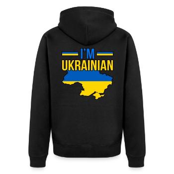 Ukraine - Unisex Premium Bio Zip Hoodie - Schwarz - Hinten - Nico (187cm)