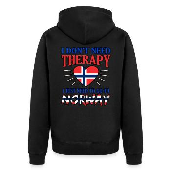 Norway - Unisex Premium Organic Zip Hoodie - black - Back - Nico (187cm)