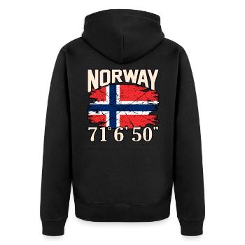Norway - Unisex Premium Organic Zip Hoodie - black - Back - Nico (187cm)