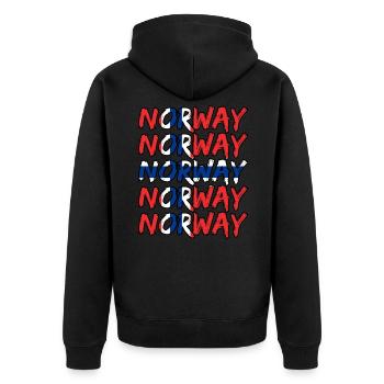 Norway - Unisex Premium Organic Zip Hoodie - black - Back - Nico (187cm)
