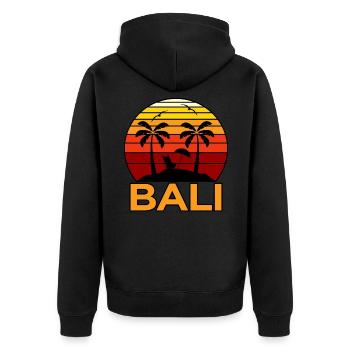 Bali - Unisex Premium Organic Zip Hoodie - black - Back - Nico (187cm)