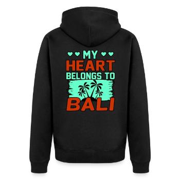 Bali - Unisex Premium Organic Zip Hoodie - black - Back - Nico (187cm)