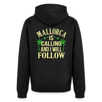 Majorca - Unisex Premium Organic Zip Hoodie - black - Back - Nico (187cm)