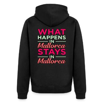 Majorca - Unisex Premium Organic Zip Hoodie - black - Back - Nico (187cm)