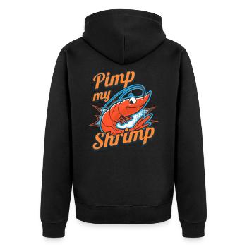 Pimp My Shrimp Garnelen Meeresfrüchte - Unisex Premium Bio Zip Hoodie - Schwarz - Hinten - Nico (187cm)