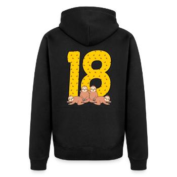 18th birthday - Unisex Premium Organic Zip Hoodie - black - Back - Nico (187cm)