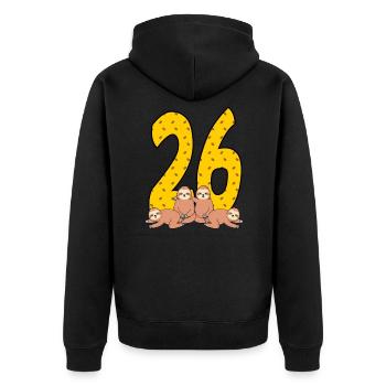 26. Geburtstag - Unisex Premium Bio Zip Hoodie - Schwarz - Hinten - Nico (187cm)