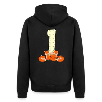 1. Geburtstag - Unisex Premium Bio Zip Hoodie - Schwarz - Hinten - Nico (187cm)
