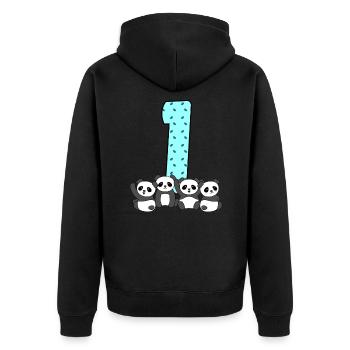 1. Geburtstag - Unisex Premium Bio Zip Hoodie - Schwarz - Hinten - Nico (187cm)