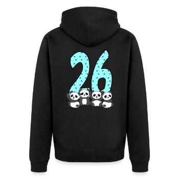 26. Geburtstag - Unisex Premium Bio Zip Hoodie - Schwarz - Hinten - Nico (187cm)