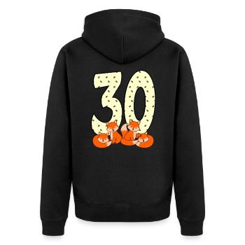 30e anniversaire - Veste à capuche bio Premium Unisexe - noir - Dos - Nico (187cm)