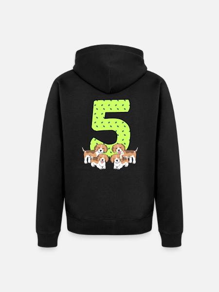 5th birthday - Unisex Premium Organic Zip Hoodie - black