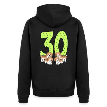 30e anniversaire - Veste à capuche bio Premium Unisexe - noir - Dos - Nico (187cm)
