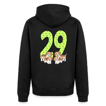 29. Geburtstag - Unisex Premium Bio Zip Hoodie - Schwarz - Hinten - Nico (187cm)