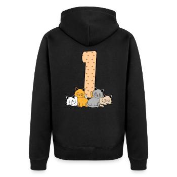 1. Geburtstag - Unisex Premium Bio Zip Hoodie - Schwarz - Hinten - Nico (187cm)