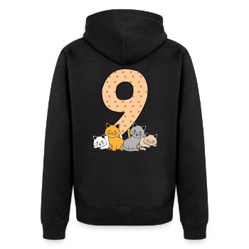 9. Geburtstag - Unisex Premium Bio Zip Hoodie - Schwarz - Hinten - Nico (187cm)