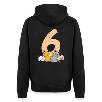 6. Geburtstag - Unisex Premium Bio Zip Hoodie - Schwarz - Hinten - Nico (187cm)