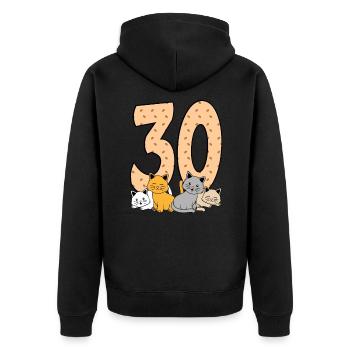 30e anniversaire - Veste à capuche bio Premium Unisexe - noir - Dos - Nico (187cm)