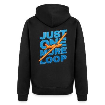 Just One More Loop Segelflugzeug - Unisex Premium Bio Zip Hoodie - Schwarz - Hinten - Nico (187cm)