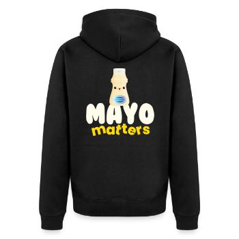Mayo Matters Mayonnaise Sauce BBQ Grill - Unisex Premium Bio Zip Hoodie - Schwarz - Hinten - Nico (187cm)