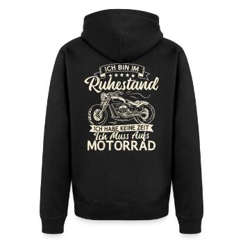 Motorrad Rentner Chopper Motorradfahrer Biker Opa - Unisex Premium Bio Zip Hoodie - Schwarz - Hinten - Nico (187cm)