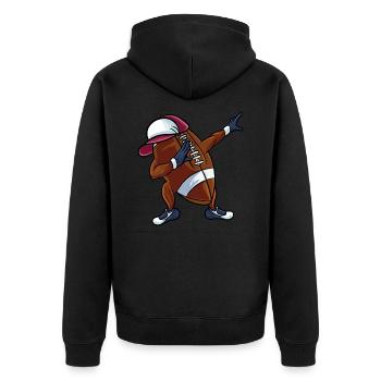 Dabbing Football - Unisex Premium Bio Zip Hoodie - Schwarz - Hinten - Nico (187cm)