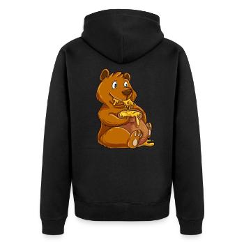 Braunbär Bär Honig - Unisex Premium Bio Zip Hoodie - Schwarz - Hinten - Nico (187cm)