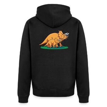 Dinosaur Triceratops Funny Dinosaur - Unisex Premium Organic Zip Hoodie - black - Back - Nico (187cm)