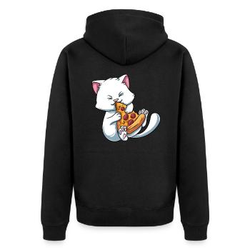 Chaton mange de la pizza - Veste à capuche bio Premium Unisexe - noir - Dos - Nico (187cm)