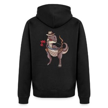 Bogenschießen Dinosaurier - Unisex Premium Bio Zip Hoodie - Schwarz - Hinten - Nico (187cm)