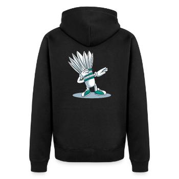 Lustige Badminton Dab Dabbing Federball - Unisex Premium Bio Zip Hoodie - Schwarz - Hinten - Nico (187cm)