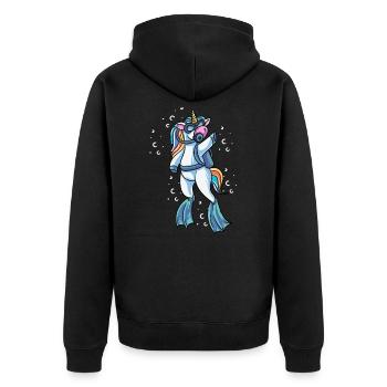 Scuba Diving Einhorn Unterwasser Taucher - Unisex Premium Bio Zip Hoodie - Schwarz - Hinten - Nico (187cm)