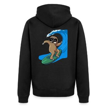 Sloth Surfer Surfboard Surfboard - Unisex Premium Organic Zip Hoodie - black - Back - Nico (187cm)