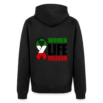 Women life freedom - Unisex Premium Organic Zip Hoodie - black - Back - Nico (187cm)