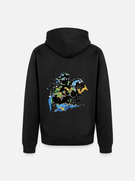 Reiter Pferd bunt - Unisex Premium Bio Zip Hoodie - Schwarz
