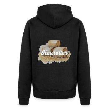 Heuroller - Unisex Premium Bio Zip Hoodie - Schwarz - Hinten - Nico (187cm)