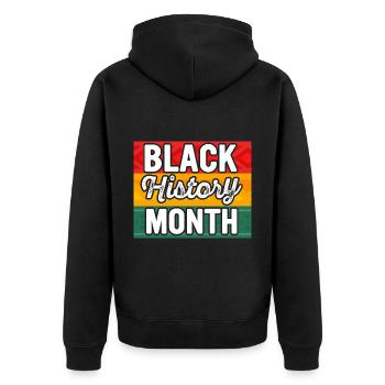 Mois de l’histoire des Noirs Histoire des Noirs - Veste à capuche bio Premium Unisexe - noir - Dos - Nico (187cm)