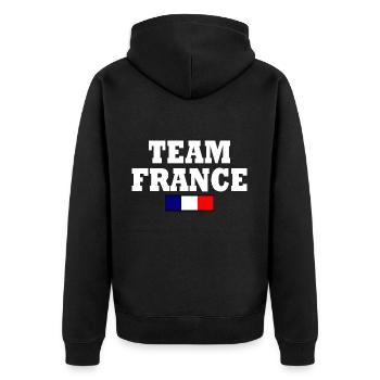 Team france - Unisex Premium Bio Zip Hoodie - Schwarz - Hinten - Nico (187cm)