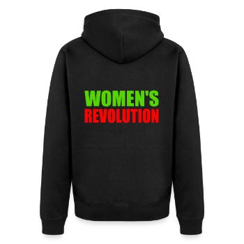 Womens revolution - Unisex Premium Bio Zip Hoodie - Schwarz - Hinten - Nico (187cm)