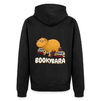 Capybara Bücher Lesen - Unisex Premium Bio Zip Hoodie - Schwarz - Hinten - Nico (187cm)