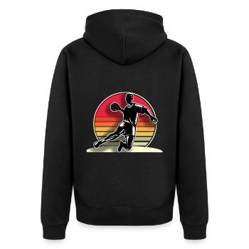 Handball Handballer - Unisex Premium Bio Zip Hoodie - Schwarz - Hinten - Nico (187cm)