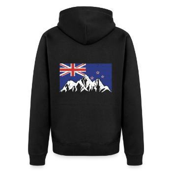 Montagnes de Nouvelle-Zélande - Veste à capuche bio Premium Unisexe - noir - Dos - Nico (187cm)