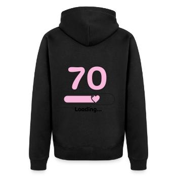 70 Jahre Geburtstag - Unisex Premium Bio Zip Hoodie - Schwarz - Hinten - Nico (187cm)