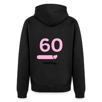 60th anniversary - Unisex Premium Organic Zip Hoodie - black - Back - Nico (187cm)
