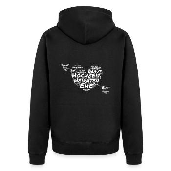Hochzeit Braut Bräutigam Ehe Wörter Herz - Unisex Premium Bio Zip Hoodie - Schwarz - Hinten - Nico (187cm)