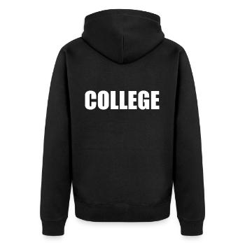 College - Unisex Premium Bio Zip Hoodie - Schwarz - Hinten - Nico (187cm)