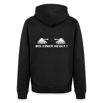 Bis einer heult Panzer Frieden Weltfrieden Krieg - Unisex Premium Bio Zip Hoodie - Schwarz - Hinten - Nico (187cm)
