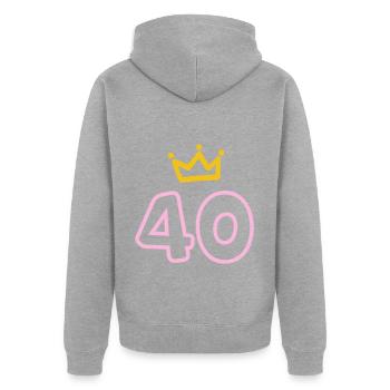 Cadeau Krone du 40e anniversaire - Veste à capuche bio Premium Unisexe - gris chiné - Dos - Nico (187cm)