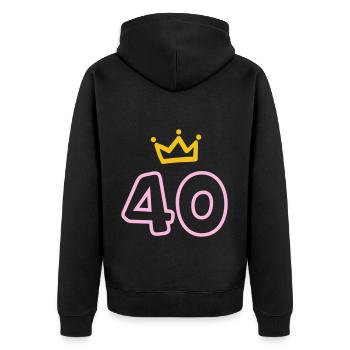 40. Geburtstag Krone Geschenk - Unisex Premium Bio Zip Hoodie - Schwarz - Hinten - Nico (187cm)